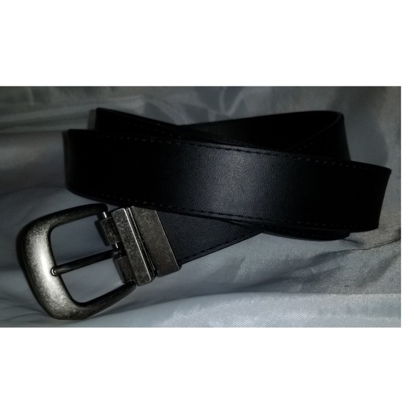 Unbranded Other - Mens Black Reversible Swivel Buckle Belt Size 44 FW21A404 Gunmetal Hardware  17